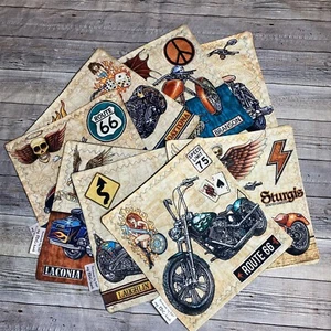 8er SET MOTORRAD EDC HANK MIT MIKROFASERRÜCKEN 8 ZOLL, 8 EINZIGARTIGE DESIGNS TASCHENTUCH - Bild 1 von 10