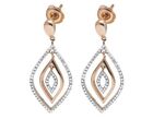 Ladies 10K Rose Gold Genuine Diamond Designer 32MM Dangle Earrings .37ct