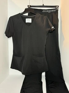 Sketchers Scrub Set - Black - Size Small - Breeze 3 Pocket Top & Mid Rise Pant - Picture 1 of 5
