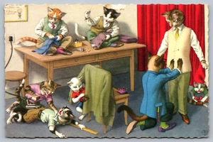 Postal Alfred Mainzer Gatos Costura Tayloring Taylor Vestir Antropomórfico - Imagen 1 de 2