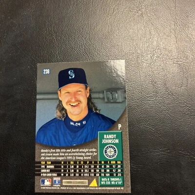 C53b Randy Johnson #236, Seattle Mariners 1996 Pinnacle - Image 1 of 2