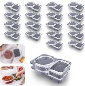 Double compartment snack containers for sauce, sampling, travel (20pcs) - Picture 1 of 7
