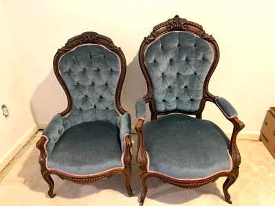 Par de sillas de muebles VICTORIANAS - Rey y Reina - No reproducciones Foto 1 de 4