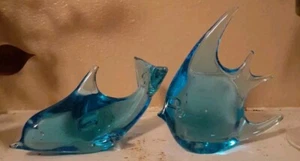 JUEGO DE COLECCIÓN LEYENDA DE MURANO VIDRIO SOPLADO TROPICAL PECES Y DELFINES AZUL - Imagen 1 de 9