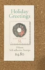 BK270 (3245-48) HOLIDAY GREETINGS -WREATH Booklet of 15 US 32¢ Stamps MNH CV $50