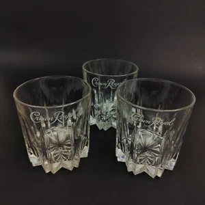 Lot of 3 Crown Royal Canadian Whisky Lowball Old Fashioned Etched Glasses Italy - Picture 1 of 6