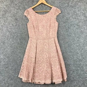 Jigsaw Womens Dress Size 10 Pink Floral Lace Short Cap Sleeve A-Line 2307 - Picture 1 of 12