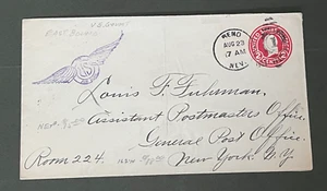 1923 RENO NEVADA US GOVERNMENT FLIGHT AIR MAIL ! TO NY POSTMASTER L@@K ! - Picture 1 of 2