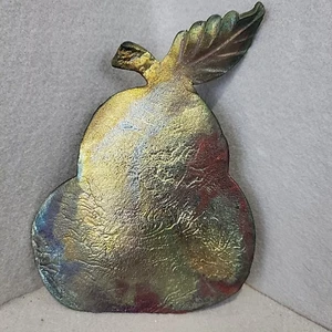Art Pottery Pear Fruit Wall Art Hanger Handmade & Handsigned Raku LOOK - Picture 1 of 10