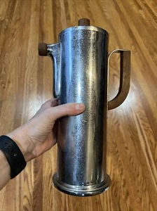 Vintage Manning Bowman Cocktail Shaker Art Deco Barware Chrome Wood 1930's - Picture 1 of 8