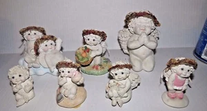 Unique Lot of 7 Dreamsicles Figurines Kristen Hand Painted Plaster Cherubs - Picture 1 of 7