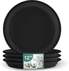Plant Saucer - 12 Inch - 4 Pack Durable Plastic Plant Tray for Plant Pots, Thick - Picture 1 of 8