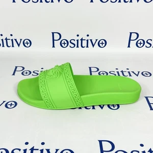 Versace Herren Neon Grün Medusa Palazzo Gummi Pantoletten Sandalen US 12 EU 45 Neu - Bild 1 von 8