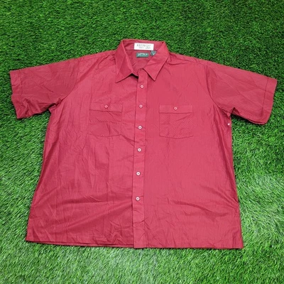 Vintage 90s Haband Textured Disco Button Shirt 2XL 26x29 Red - Image 1 of 4