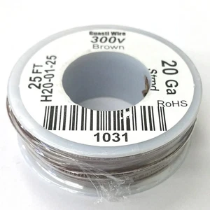 H20-01-25 25FT 20AWG BROWN Stranded Electronic Hook Up 300V Wire UL1007 80C - Picture 1 of 1