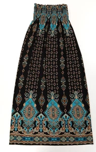 Bailey Blue Strapless Tube Top Maxi Dress Chocolate Teal Multicolor Y2K 90s LG - Picture 1 of 10