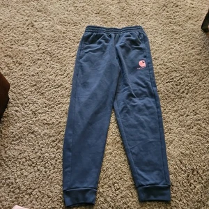 CARHARTT Girls Straight Leg Joggers Fleece Sweatpants - Blue w/pink logo. 12 - Picture 1 of 3