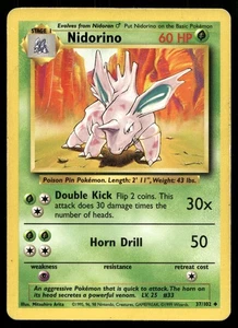 Nidorino 037/102 Pokemon Base Set Unlimited Non Holo (MP) - Picture 1 of 2