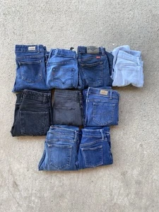 Bundle 9 Jeans Levi Old Navy Zara Wrangler Banana Republic Jordache Girls 12 Mix - Picture 1 of 11