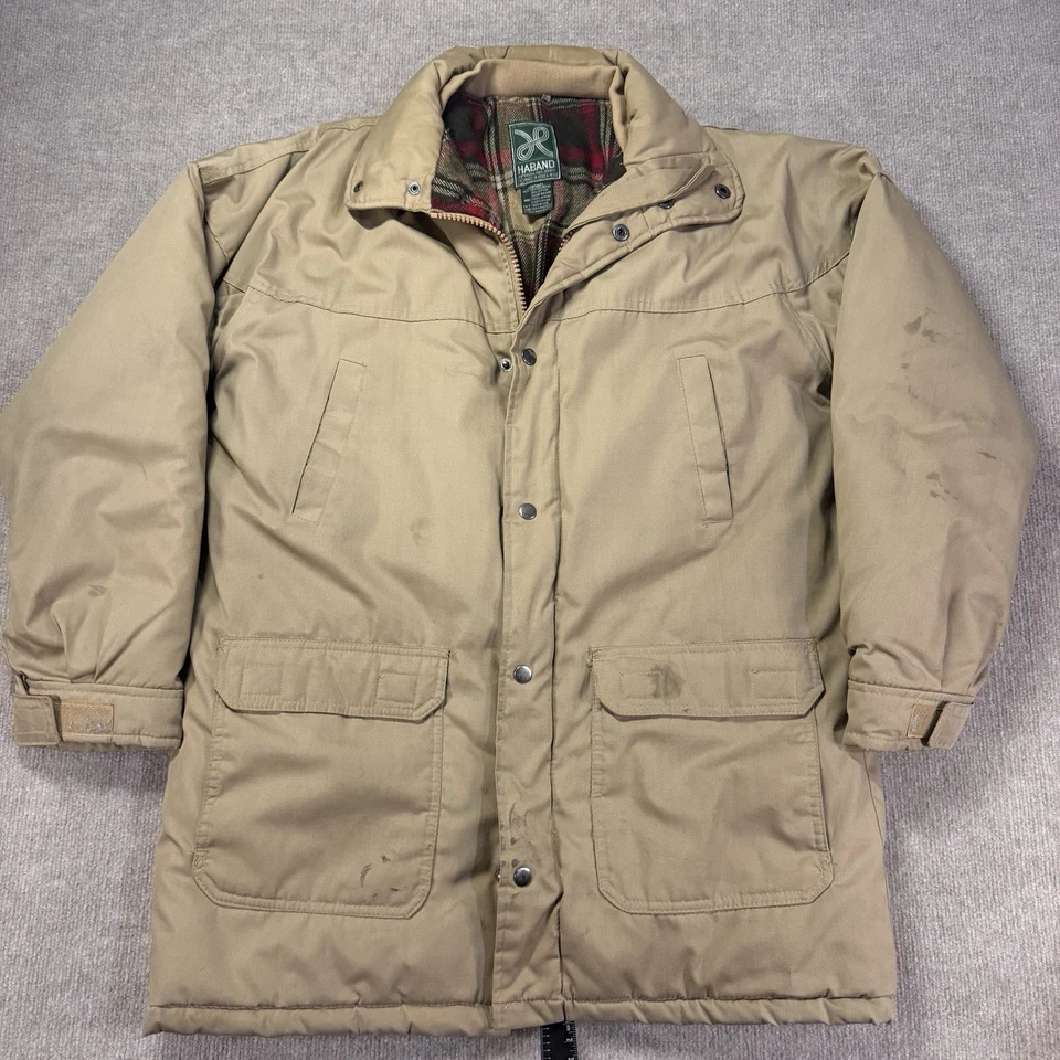 Casaco de trabalho vintage Haband Field masculino bege médio forrado xadrez anos 90 Coreia - Imagem 1 de 4