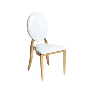 Bankett Luxus Esszimmerstühle Jasmin Stühle Weiß Pu Leder mit Goldgestell X2 - Bild 1 von 8