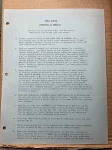 1962 April Agenda Commission Of Missions Letter Methodist Church B57 - Picture 1 of 1