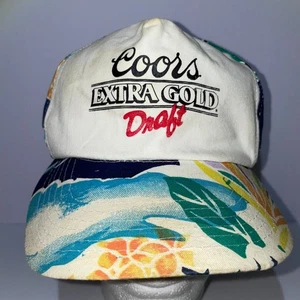 Coors Extra Gold Draft Baseball Cap Vintage Floral Hawaiian - Picture 1 of 8