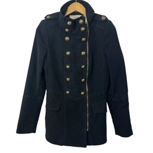 ZARA Trafaluc Black Velvet Military Jacket Coat Small Soldier Women’s Grunge - Picture 1 of 11