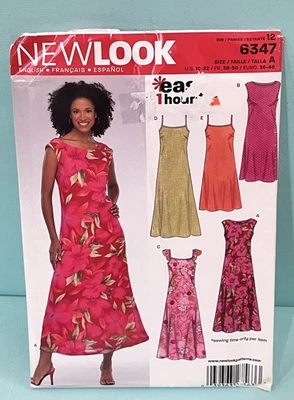 NewLook. 6347 Maxi Vestido Largo Fluido Patrón Costura SIN CORTAR Sin Mangas 10-22 Nuevo Foto 1 de 4