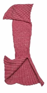 Large Mermaid Tail Hand Knit Throw Wrap Blanket Warm Pink Comfort Couch Bed - Picture 1 of 8