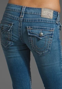 Pantalones de mezclilla Joey de punta súper en T de cuerno hueco azul marca TRUE RELIGION - Imagen 1 de 6