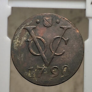 NETHERLANDS INDIES VOC 1790 UTRECHT DUIT #03 KM111 Flat shield