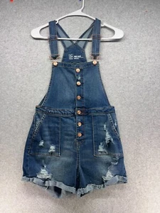 No Boundaries Womens Overalls Blue S Mid Rise Shorts Pockets Denim Adjustable - Picture 1 of 7