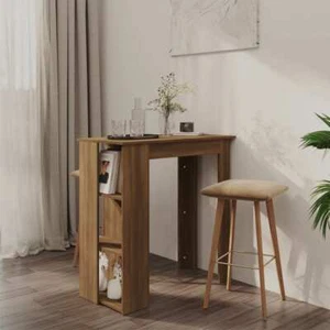 NNEVL Bar Table with Shelf Brown Oak 102x50x103.5 cm Chipboard - Picture 1 of 8