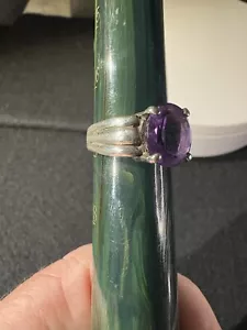 Vintage 925 Sterling Silver & Amethyst Ring Size 6.75 Beautiful! - Picture 1 of 6