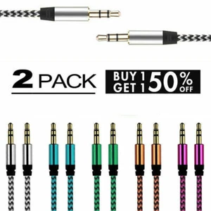 2PACK Aux Cord 3.5mm Male to Male Auxiliary Audio Cable For Car Headphone iPhone - Picture 1 of 16