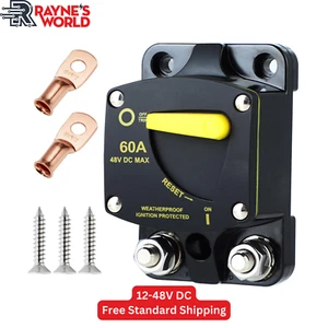 60 Amp 12-48V DC Leitungsschutzschalter Schwerlast Autos/Verstärker/Boote/Solar/Wechselrichter/Wohnmobil - Bild 1 von 4