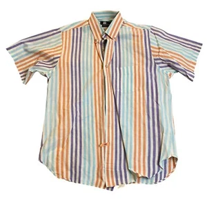 Lobo By Pendleton Mens Shirt Size L Striped Short Sleeve Button-Up Made In USA C - Picture 1 of 9