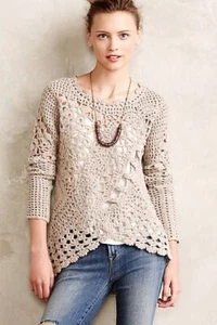 Anthropologie Angel of the North Taupe Wool Sweater Size XS $248 NWT - Picture 1 of 3