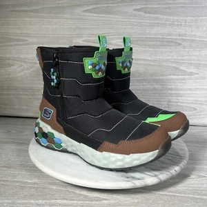 Skechers Mega Craft Youth Size 4.5 Snow Boots Minecraft Movie Winter Waterproof - Picture 1 of 14