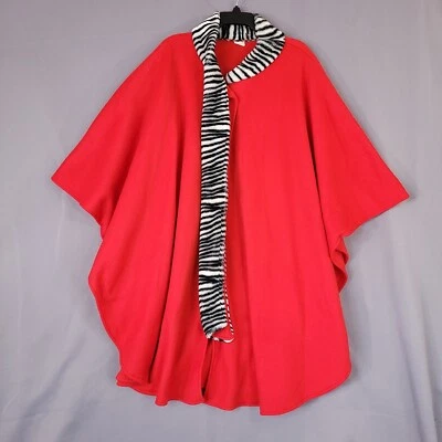Poncho con capa para mujer cuello de piel sintética rojo talla única Foto 1 de 4