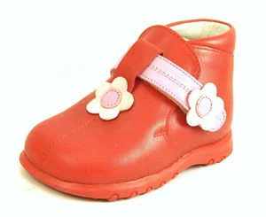 DE OSU -Spain -Baby Girls Red Pink Leather Boots -Shoes - European 19 Size 4 - Picture 1 of 5