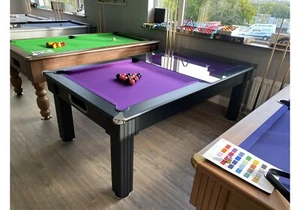 New Florence Diner Satin Black Slate Pool Dining Table | 6ft or 7ft | Made in UK - Picture 1 of 11