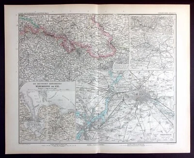 GERMANY, BOHEMIA, BERLIN, WILHELMSHAVEN, original antique map, Stieler, 1889 - Image 1 of 4