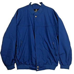Haband Bomber Jacket Men's Large Blue Full Zip Casual Preppy Dadcore Windbreaker - Picture 1 of 15