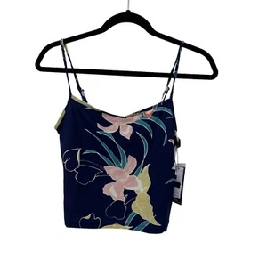 Volcom strap NWT NEW blue floral womens tank blouse crop Size: S - Picture 1 of 7