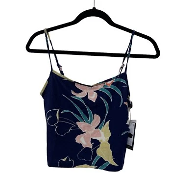 Volcom strap NWT NEW blue floral womens tank blouse crop Size: S - Image 1 of 4
