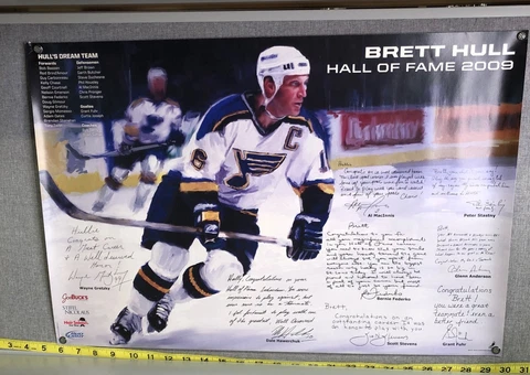 St. Louis Blues Brett Hull Hockey Hall of Fame Induction Poster SGA 2009 NHL(268 Cover