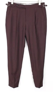SUITSUPPLY Vigo Mens Trousers UK36R Purple Wool Mohair Pleated Front Dress - Picture 1 of 12