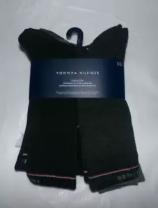 MENS' TOMMY HILFIGER CUSHION CREW SOCKS~BLACK & GRAY~5 PAIRS - Picture 1 of 2